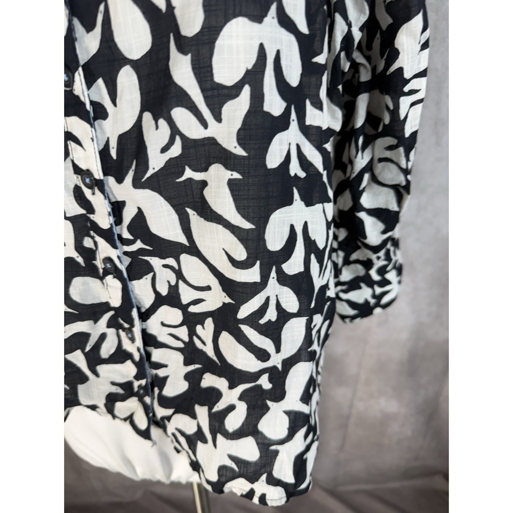 Danielle Knoll x Anthropologie Cotton Bird Print Puff Sleeve Blouse Size XS - Picture 8 of 8